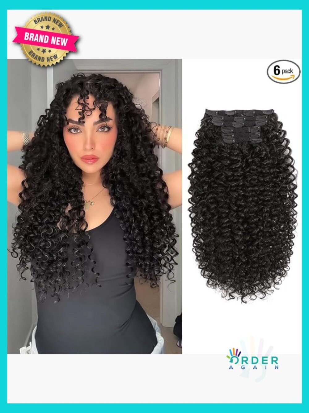 6PCS Curly Deep Wave Clip In Hair Extensions Protein Silk For Bridal Party